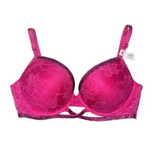 Victoria's Secret Very Sexy Shine Cradle Lace Push-Up Bra Hot Pink Size 32D